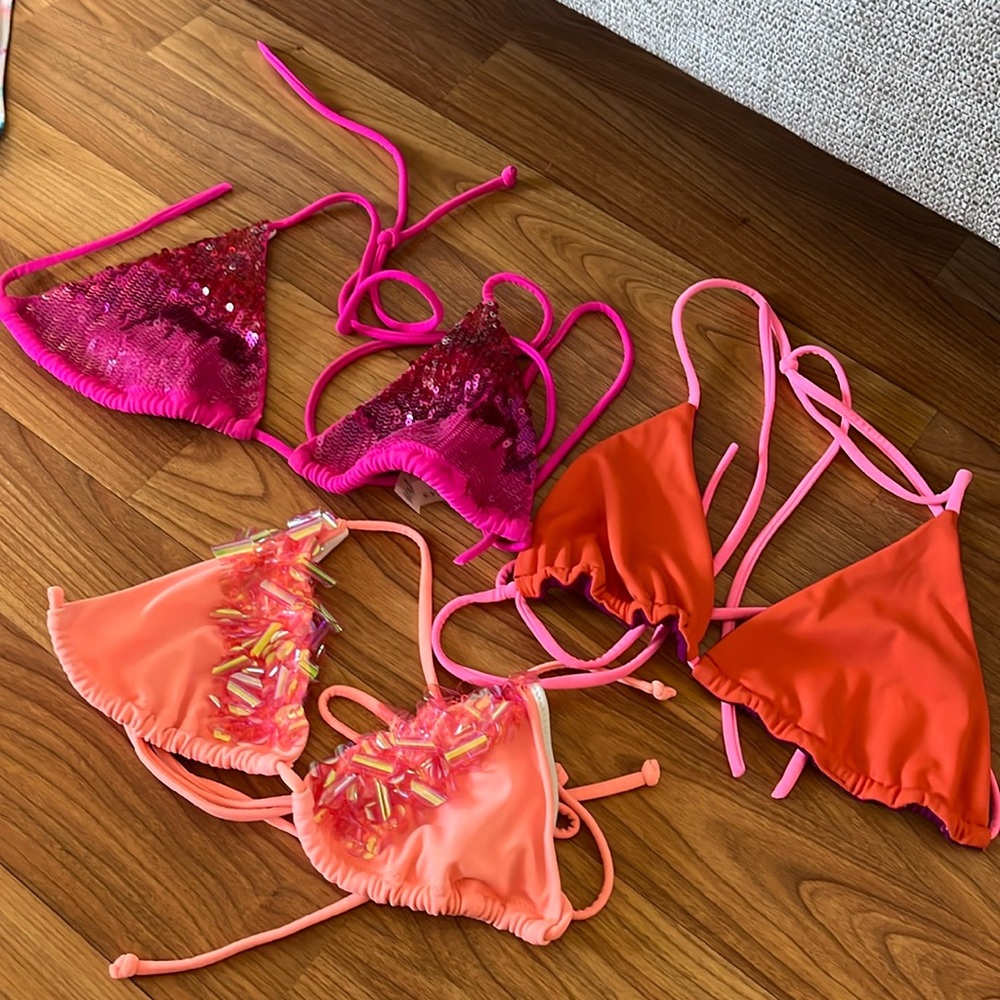 String bikini set of 3 tops (no bottoms)